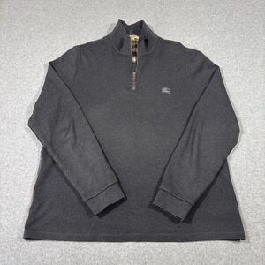 Burberry Brit Men's Sz XL Grey Quarter 1/4 Zip Pullover Sweater Preppy